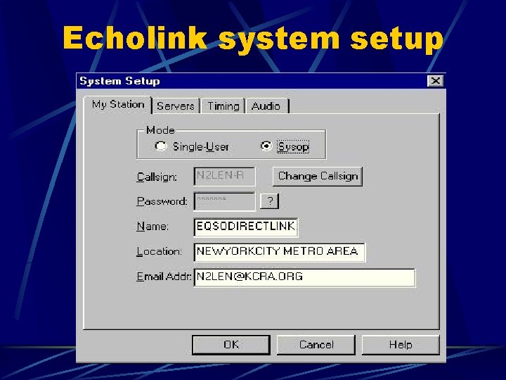 Echolink system setup 
