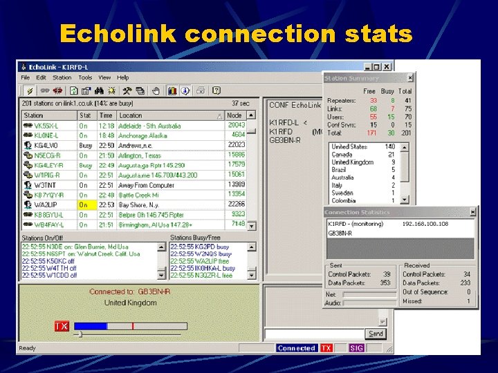 Echolink connection stats 