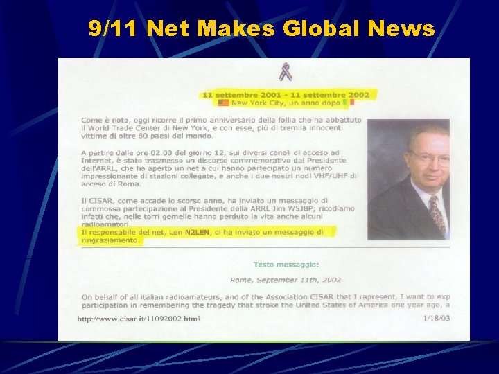 9/11 Net Makes Global News 