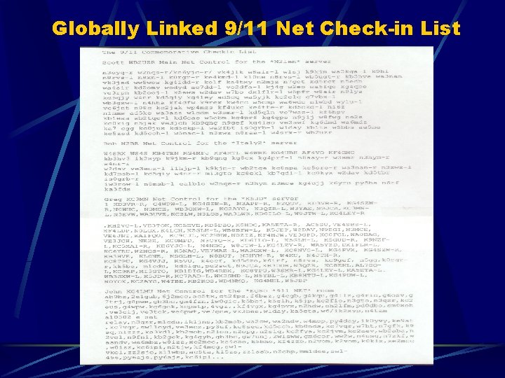 Globally Linked 9/11 Net Check-in List 