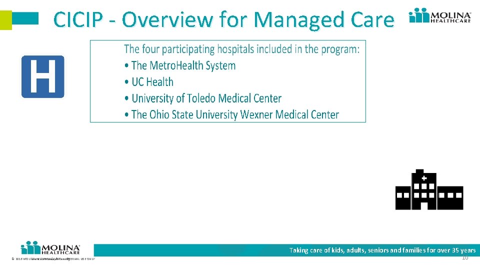 CICIP - Overview for Managed Care Taking care of kids, adults, seniors and families