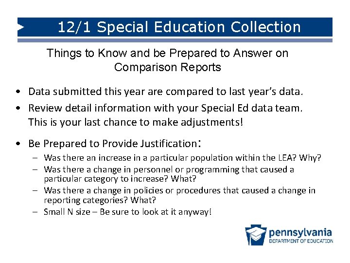 12/1 Special Education Collection Things to Know and be Prepared to Answer on Comparison