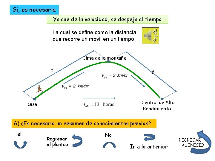 Si, es necesaria Ya que de la velocidad, se despeja al tiempo La cual