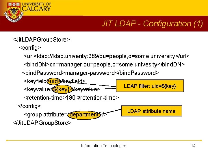 JIT LDAP - Configuration (1) <Jit. LDAPGroup. Store> <config> <url>ldap: //ldap. univerity: 389/ou=people, o=some.