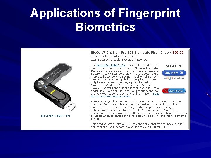 Applications of Fingerprint Biometrics 