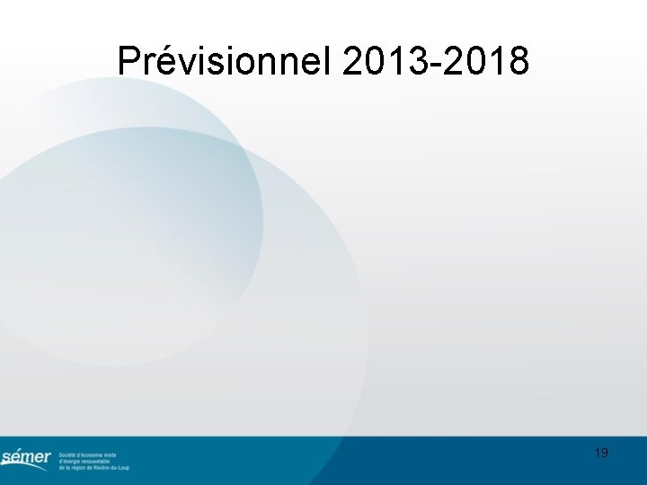 Prévisionnel 2013 -2018 19 