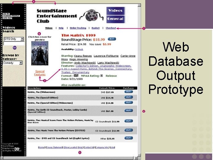 Web Database Output Prototype 30 