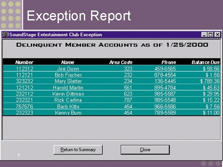 Exception Report 7 