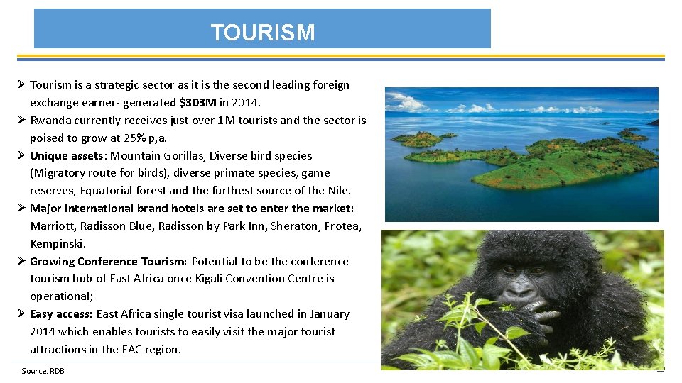 TOURISM Ø Tourism is a strategic sector as it is the second leading foreign