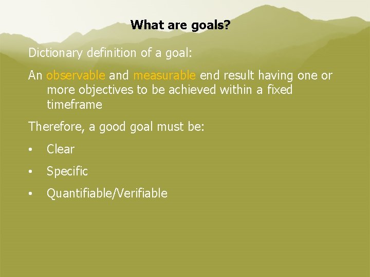 Goals Objectives and Performance Measures for Restoration Projects