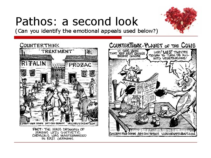 Pathos: a second look (Can you identify the emotional appeals used below? ) 