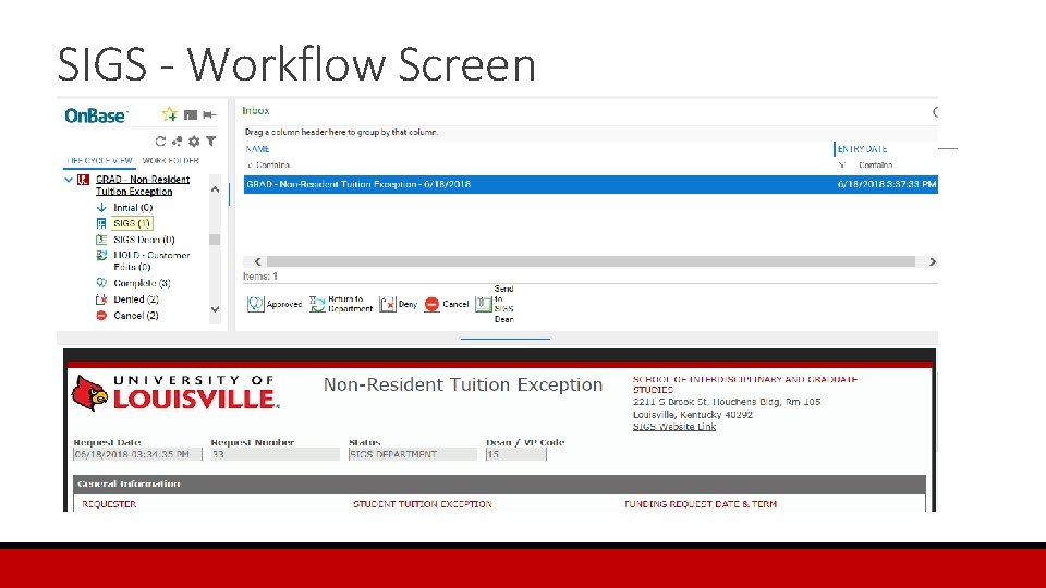 SIGS - Workflow Screen 