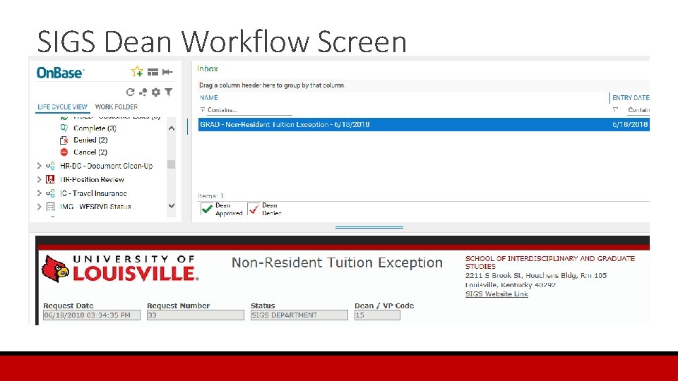 SIGS Dean Workflow Screen 