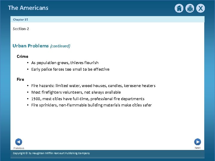 The Americans Chapter 15 Section-2 Urban Problems {continued} Crime • As population grows, thieves