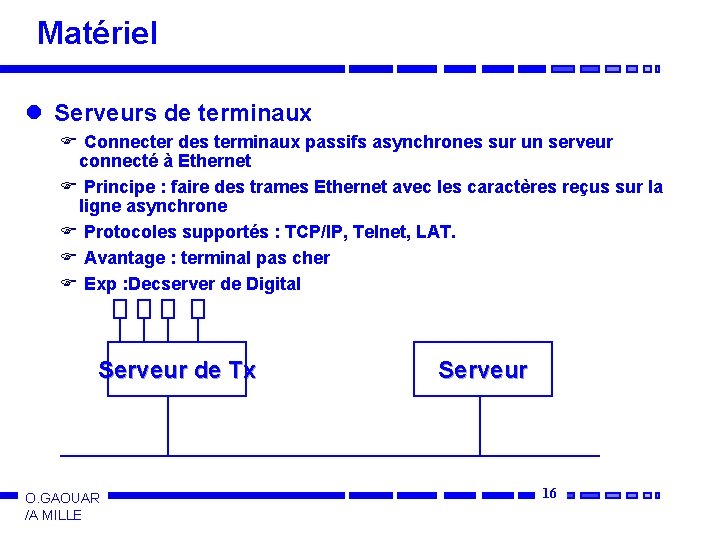 Matériel l Serveurs de terminaux F Connecter des terminaux passifs asynchrones sur un serveur