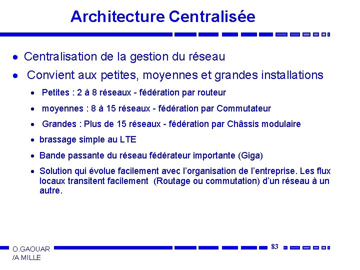 Architecture Centralisée · Centralisation de la gestion du réseau · Convient aux petites, moyennes