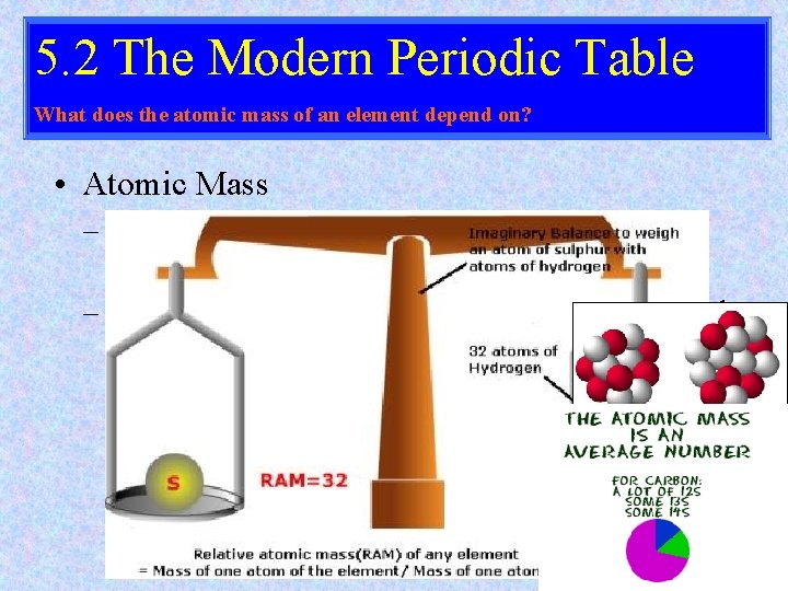 5. 2 The Modern Periodic Table What does the atomic mass of an element