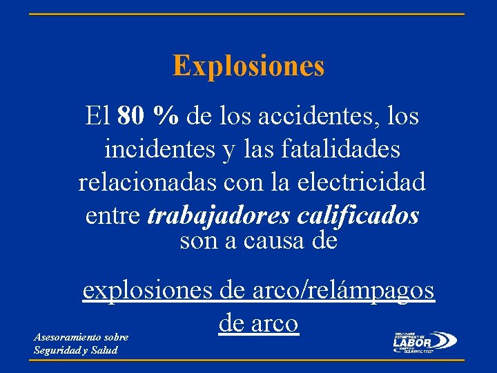 Explosiones El 80 % de los accidentes, los incidentes y las fatalidades relacionadas con