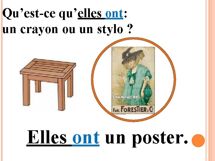 Qu’est-ce qu’elles ont: un crayon ou un stylo ? Elles ont un poster. 