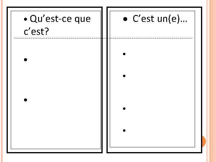 · Qu’est-ce que c’est? · · C’est un(e)… · · · 