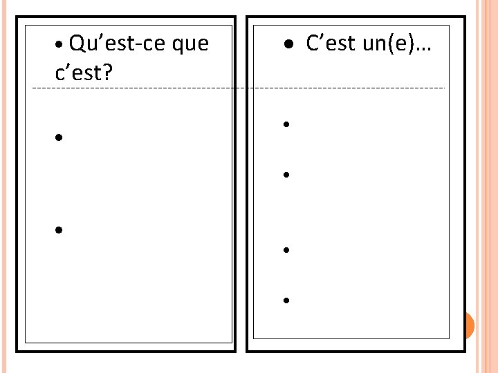 · Qu’est-ce que c’est? · · C’est un(e)… · · · 