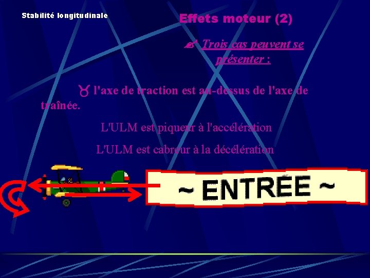 Stabilité longitudinale Effets moteur (2) ' Trois cas peuvent se présenter : l'axe de