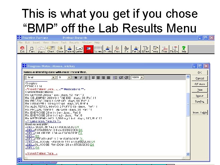 This is what you get if you chose “BMP” off the Lab Results Menu