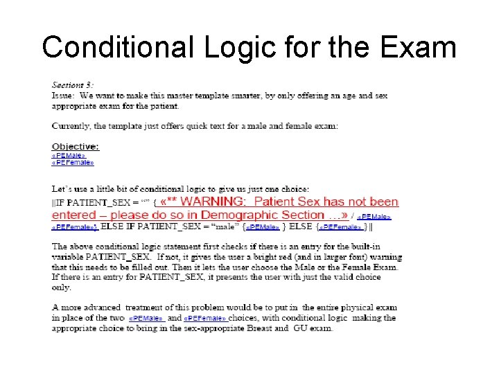 Conditional Logic for the Exam 