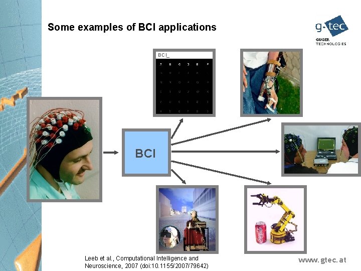 Some examples of BCI applications BCI_ BCI Leeb et al. , Computational Intelligence and