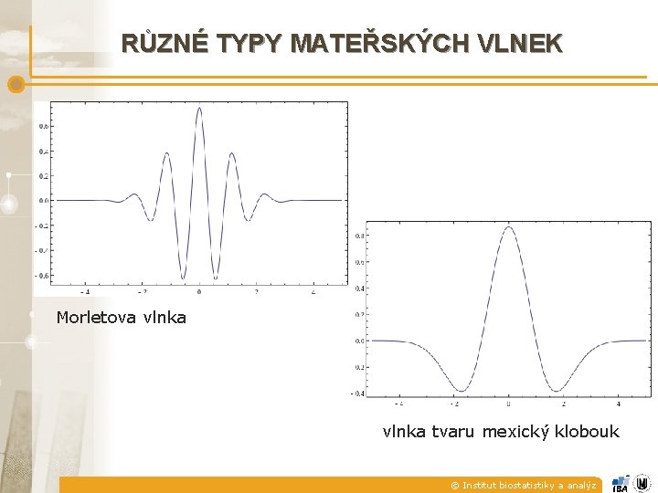 RŮZNÉ TYPY MATEŘSKÝCH VLNEK Morletova vlnka tvaru mexický klobouk © Institut biostatistiky a analýz