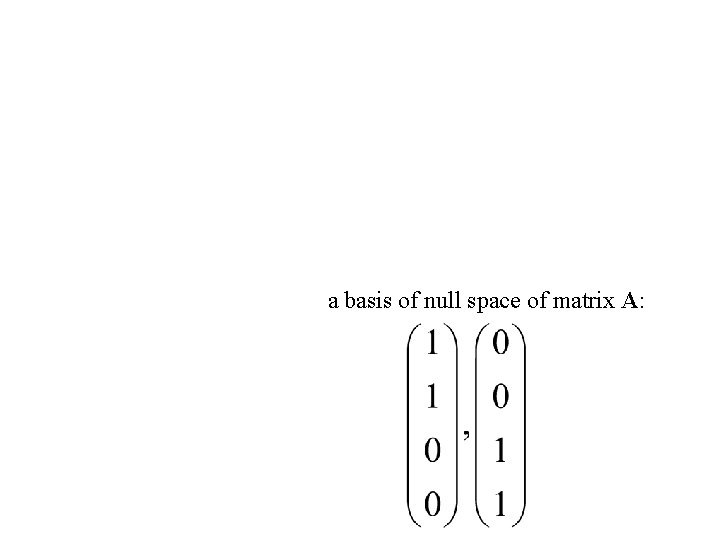 a basis of null space of matrix A: 