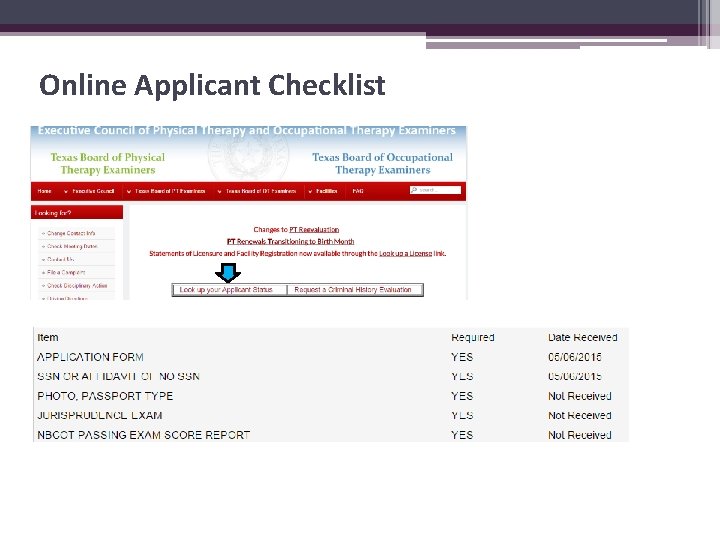 Online Applicant Checklist 