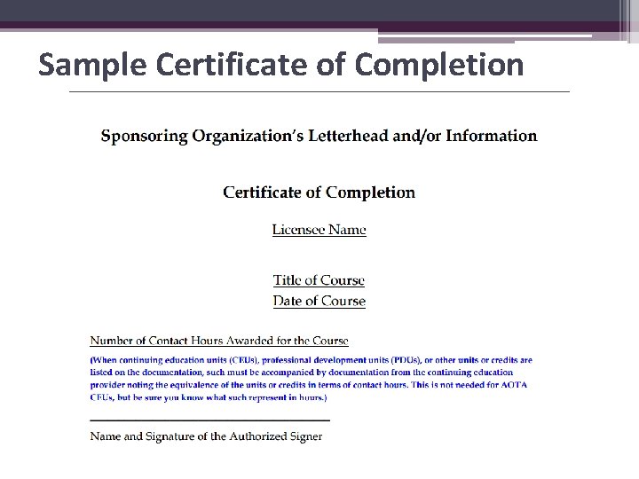 Sample Certificate of Completion 