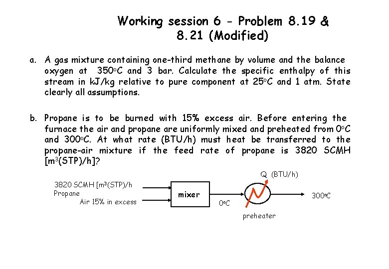 Working session 6 - Problem 8. 19 & 8. 21 (Modified) a. A gas