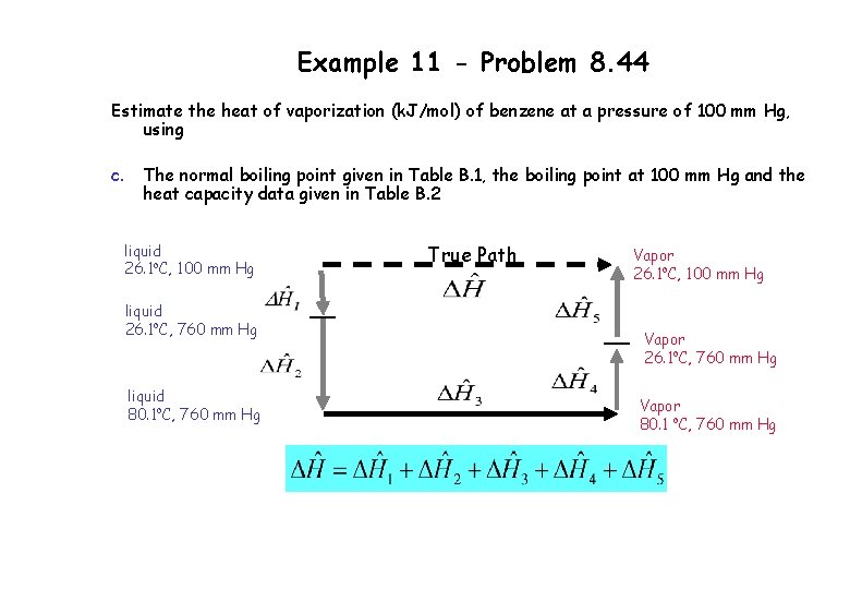 Example 11 - Problem 8. 44 Estimate the heat of vaporization (k. J/mol) of