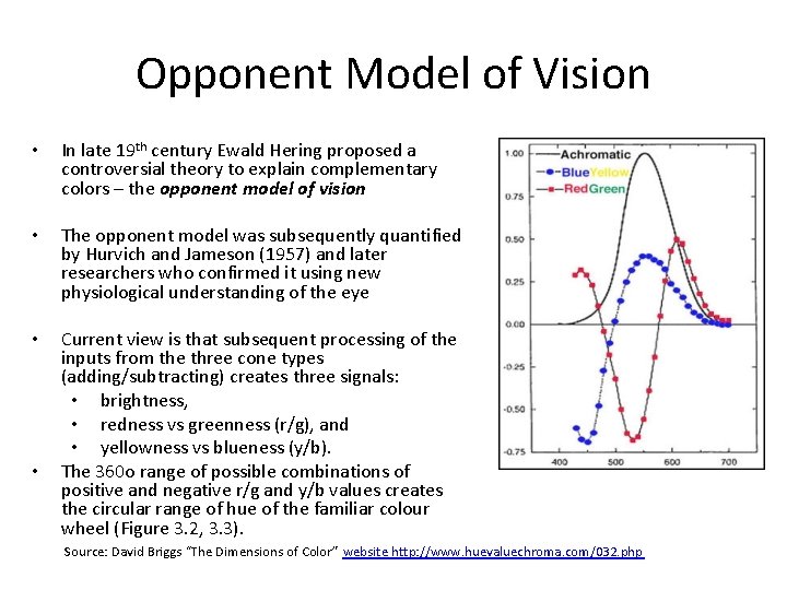 Opponent Model of Vision • In late 19 th century Ewald Hering proposed a