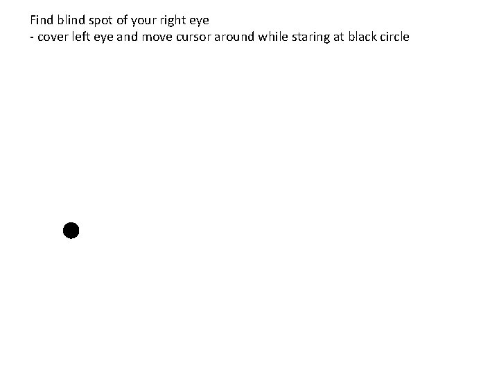 Find blind spot of your right eye - cover left eye and move cursor