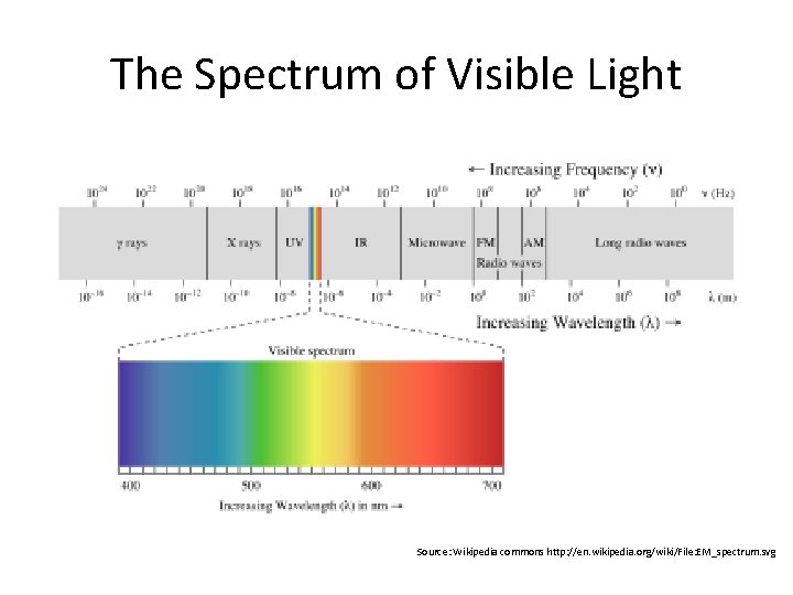 The Spectrum of Visible Light Source: Wikipedia commons http: //en. wikipedia. org/wiki/File: EM_spectrum. svg