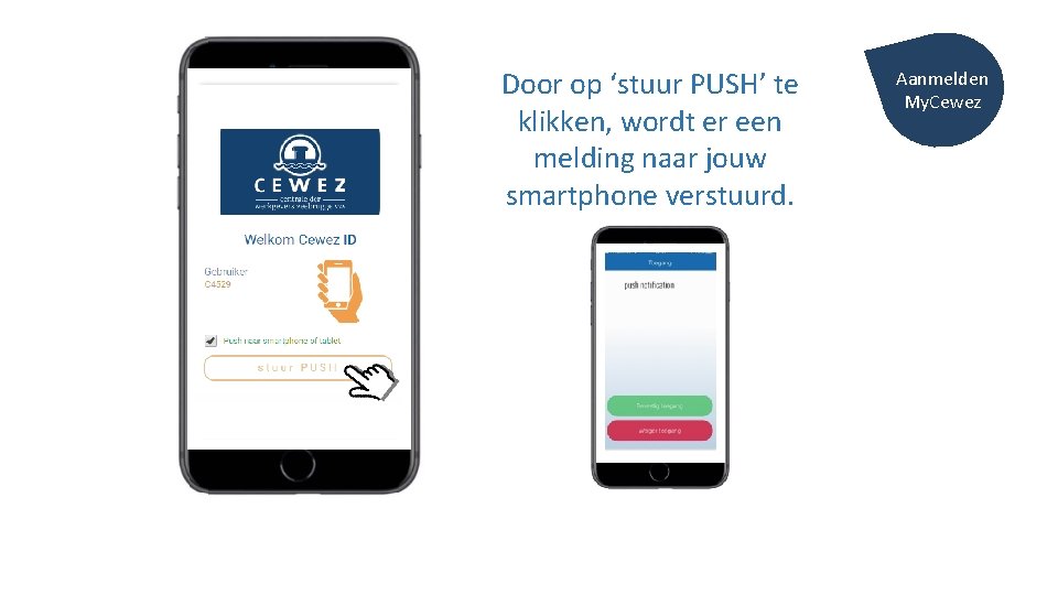 Door op ‘stuur PUSH’ te klikken, wordt er een melding naar jouw smartphone verstuurd.