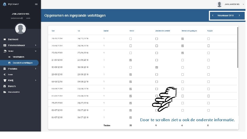 Door te scrollen ziet u ook de onderste informatie. 