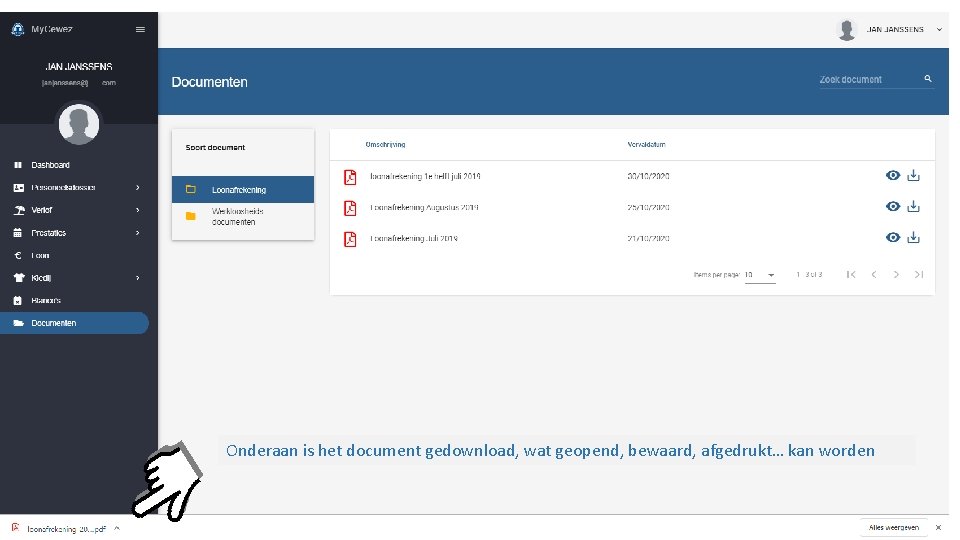 Onderaan is het document gedownload, wat geopend, bewaard, afgedrukt… kan worden 