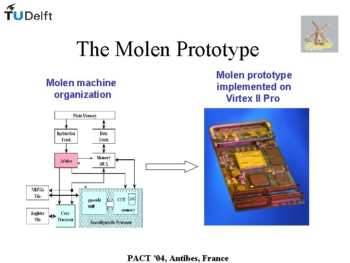 The Molen Prototype Molen machine organization Molen prototype implemented on Virtex II Pro PACT