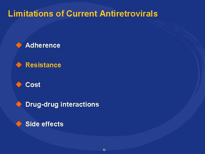 Limitations of Current Antiretrovirals u Adherence u Resistance u Cost u Drug-drug interactions u