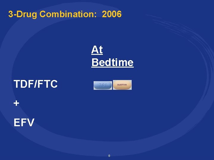 3 -Drug Combination: 2006 At Bedtime TDF/FTC + EFV 8 