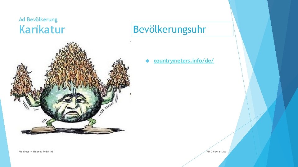 Ad Bevölkerung Karikatur Bevölkerungsuhr Mairinger – Hebein Reinhild countrymeters. info/de/ PH Diözese Linz 