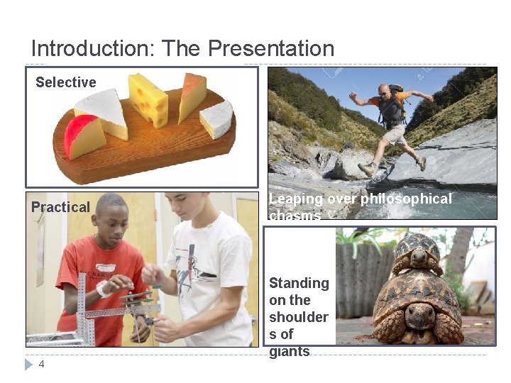 Introduction: The Presentation Selective Practical 4 Leaping over Leaping philosophical over chasms philosophical chasms