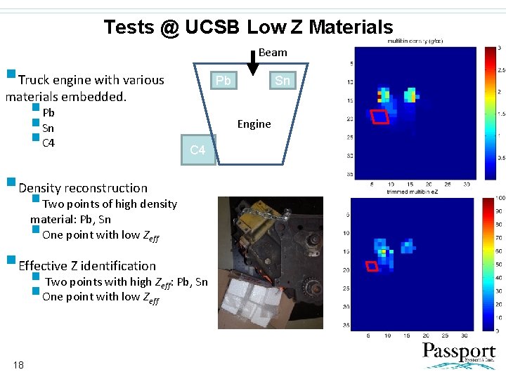 Tests @ UCSB Low Z Materials Beam §Truck engine with various Pb Sn materials