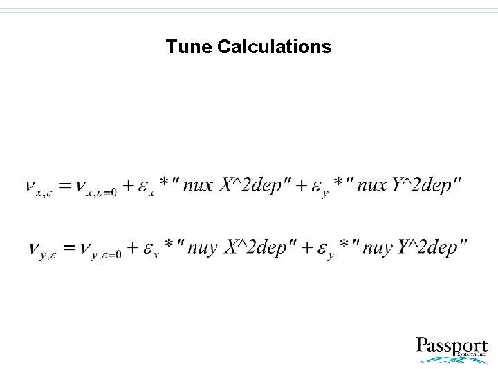 Tune Calculations 