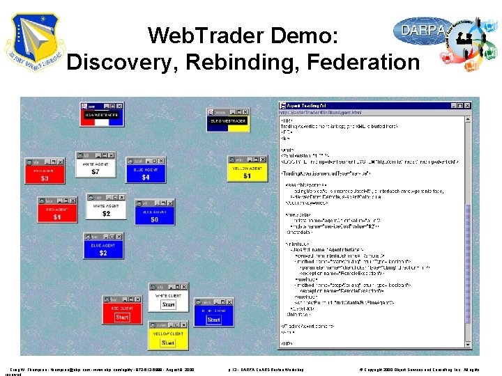 Web. Trader Demo: Discovery, Rebinding, Federation Craig W. Thompson - thompson@objs. com - www.