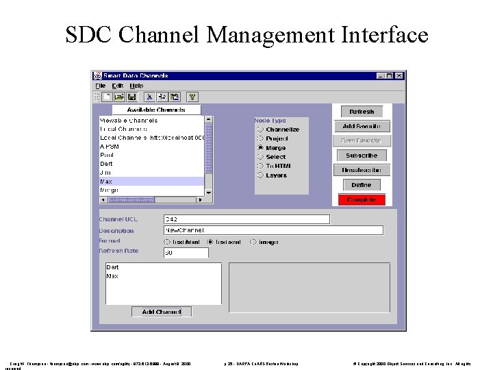 SDC Channel Management Interface Craig W. Thompson - thompson@objs. com - www. objs. com/agility